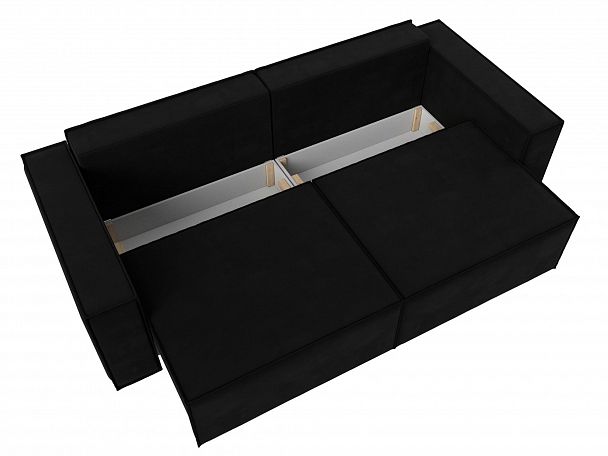 Диван прямой Куба (полностью микровельвет черный) - Вид 7