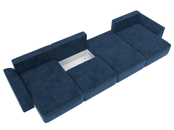 Диван п-образный Лига-048 НПБ лонг Велюр синий - Вид 8