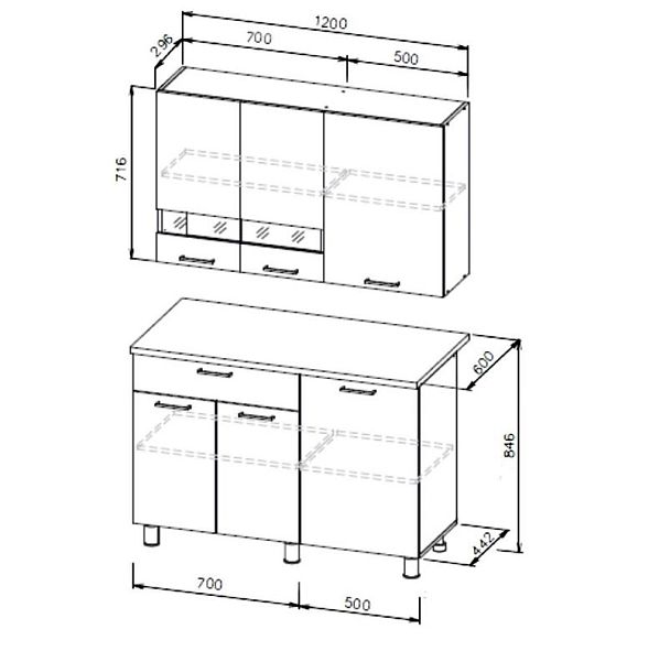 Кухня 1,2м "Айсбери" белый/сонома - Вид 2