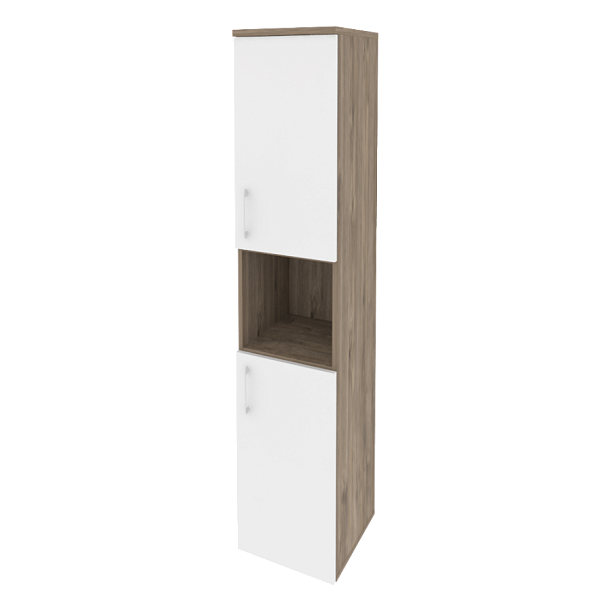 Onix Шкаф высокий узкий правый O.SU-1.5 (R) Тиквуд темный/Белый бриллиант 400*420*1977 - Вид 1