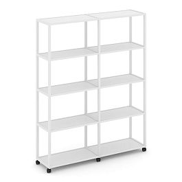 Shelf Mobile Стеллаж 5 уровней 2 секции VR.LT-STK-511.06 Белый Бриллиант/Металл Белый 1170*400*2000 - Фото предпросмотра