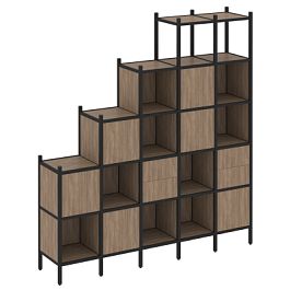 Loft Прямой стеллаж наборный VR.L-25 Дуб аризона/Чёрный металл 2110*446*2280 - Фото предпросмотра