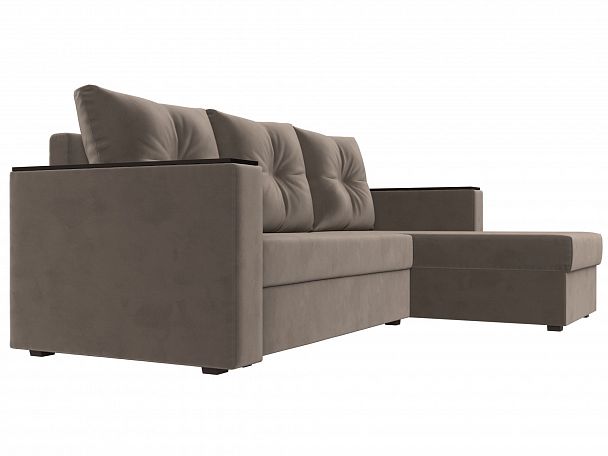 Угловой диван Атланта Лайт Б/С правый (полностью велюр коричневый) - Вид 3