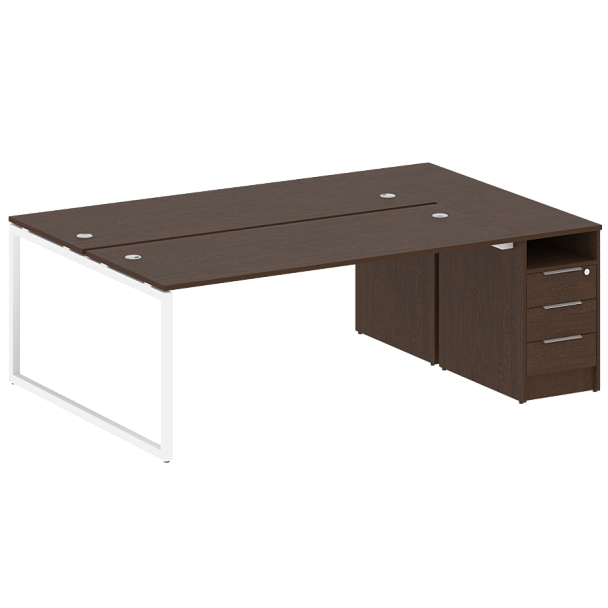 Metal System Quattro Р. ст. с тумбой на О-образном м/к 40БО.РС-СТП-2.5 Венге/Белый металл 2212*1475*750 - Вид 1