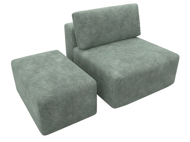 Модули диван и пуф Лига-060 НПБ Велюр зеленый - Вид 6