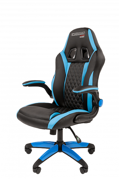 Кресло компьютерное СН GAME 15, экокожа, черное/голубое, 7022779 - Вид 5