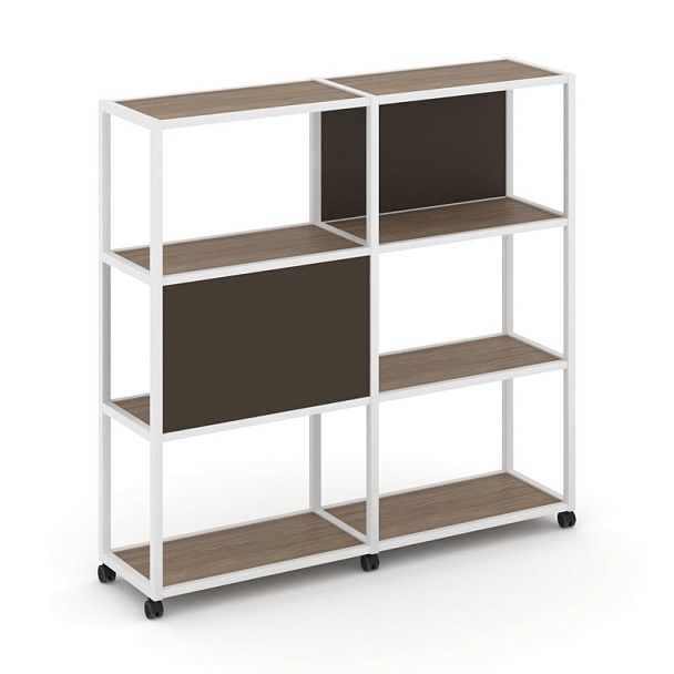 Shelf Mobile Стеллаж 4 уровня 2 секции VR.LT-STK-412.10 Дуб Аризона/Металл Белый/W-25 1970*400*1523 - Вид 1