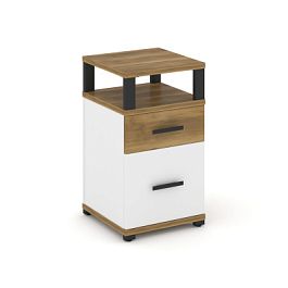 Concept Тумба приставная 1 ящ.+1 распаш. фасад с надставкой CN.TUP-006 W Сандал Янтарный/Белый Бриллиант/Металл Черный 420*420*750 - Фото предпросмотра