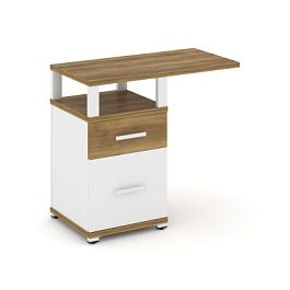 Concept Тумба приставная узкая 1 ящ.+1 распаш. фасад с надставкой широкой CN.TUS-004 W Сандал Янтарный/Белый Бриллиант/Металл Белый 836*420*750 - Фото предпросмотра