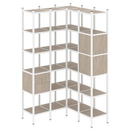 Loft Угловой внутренний стеллаж наборный VR.L-34 Дуб аттик/Белый металл 1278*1278*2280 - Фото предпросмотра
