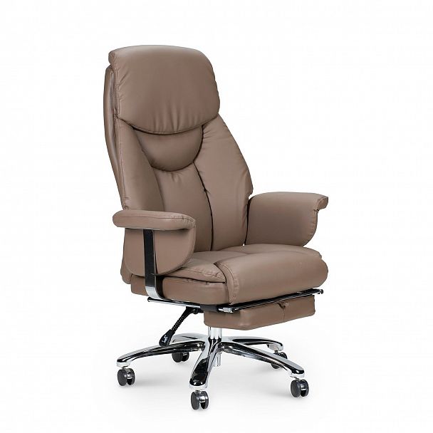 Кресло Парламент / (grey-brown) сталь + хром / серо коричневый экокожа - Вид 1