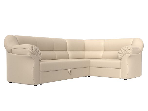 Диван угловой Карнелла правый (полностью экокожа бежевая) - Вид 3