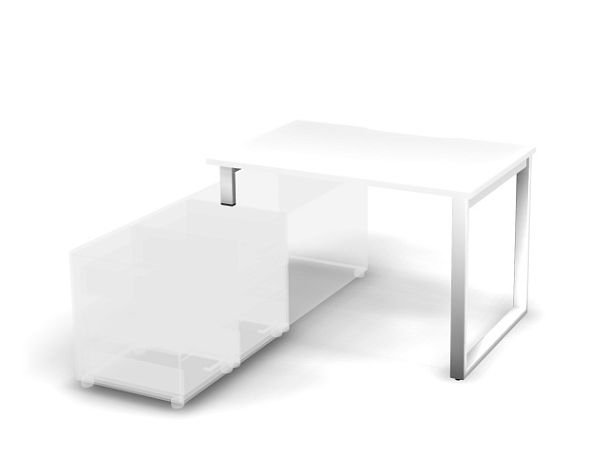 MATRIX 121B100-O Стол прямой с опорой на тумбу, проводник вырезной (O-обр. опоры) 1180х780х775 Белый - Вид 1