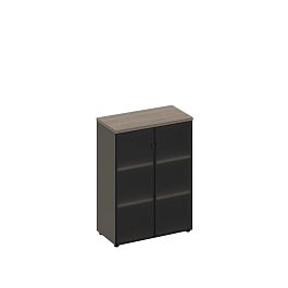 Шкаф для документов средний со стеклянными дверями U.RUS РС 305 ДЧ/ЛС дуб виченца/лава серая - Фото предпросмотра