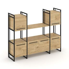 Rift Шкаф комбинированый RF.NS-002 Тиквуд Светлый/Металл Черный 1598*396*1286 - Фото предпросмотра