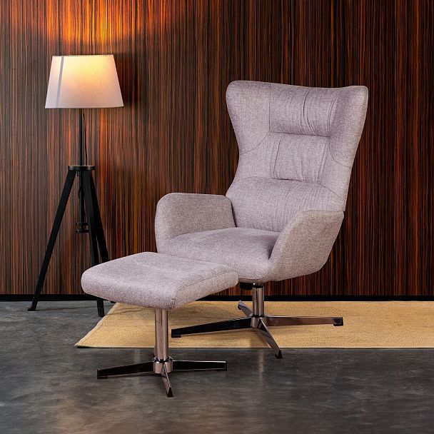 Кресло качалка с оттоманкой ANDREA, серый - Вид 11