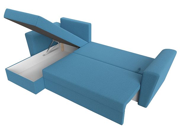Диван угловой Амстердам Лайт левый угол Рогожка голубой - Вид 9