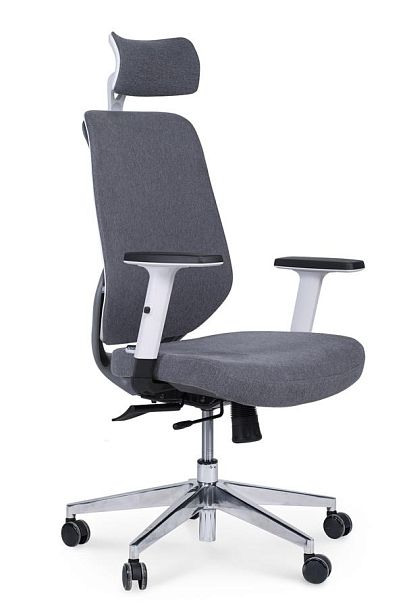 Кресло офисное / Имидж gray 2 / белый пластик / серая ткань - Вид 1