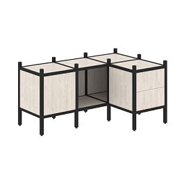 Loft Угловой внутренний стеллаж наборный VR.L-26 Денвер светлый/Чёрный металл 1278*862*636 - Фото предпросмотра