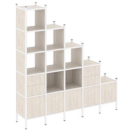 Loft Прямой стеллаж наборный VR.L-23 Денвер светлый/Белый металл 2110*446*2280 - Фото предпросмотра