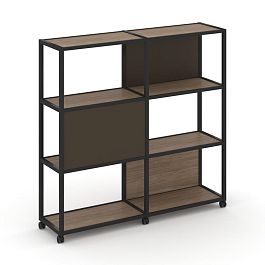 Shelf Mobile Стеллаж 4 уровня 2 секции VR.LT-STK-414.12 Дуб Аризона/Металл Черный/W-25 2370*400*1523 - Фото предпросмотра