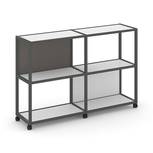 Shelf Mobile Стеллаж 3 уровня 2 секции VR.LT-STK-312.08 Белый Бриллиант/Металл Антрацит/W-26 1570*400*1046 - Вид 1