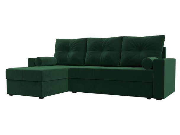 Диван угловой Верона Лайт угол левый (полностью велюр зеленый) - Вид 1