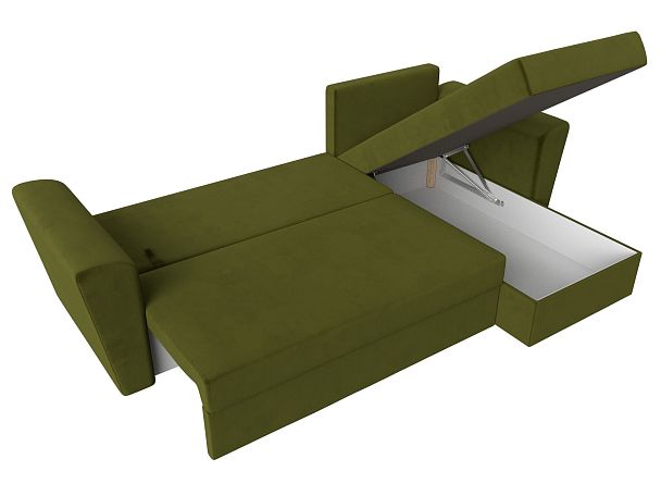 Угловой диван Амстердам Лайт правый (полностью микровельвет зеленый) - Вид 7