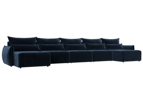 Диван п-образный Лига-051 НПБ МегаЛонг Велюр синий - Вид 1