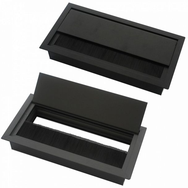 Лючок прямоугольный, металлический Кабель-менеджмент 16x8x2,8 черный - Вид 1