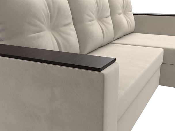 Угловой диван Атланта Лайт Б/С правый (полностью микровельвет бежевый) - Вид 4