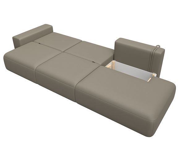 Диван прямой Лига-036 НПБ Модерн Лонг подлокотник слева Экокожа бежевый - Вид 9