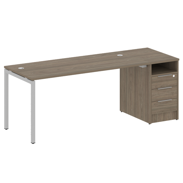 Metal System Quattro Р. ст. с тумбой на П-образном м/к 40БП.РС-СТП-1.4 Вяз/Серый металл 2012*720*750 - Вид 1