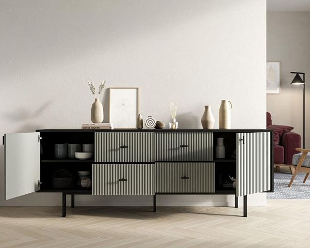 Комод две дверки и четыре ящика Emerson арт EM19/gray/L - Вид 2