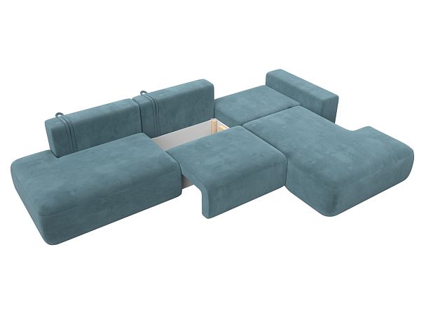 Диван угловой Лига-036 Модерн Лонг правый угол Велюр бирюзовый - Вид 8