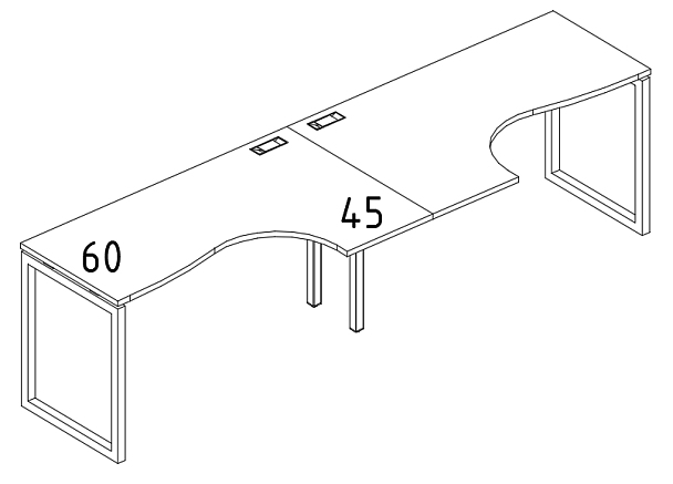 Станция столы 2х140 Классика эргономичные опоры QUATTRO A4 А4 Б4 033-2 БП венге / металлокаркас антрацит - Вид 3