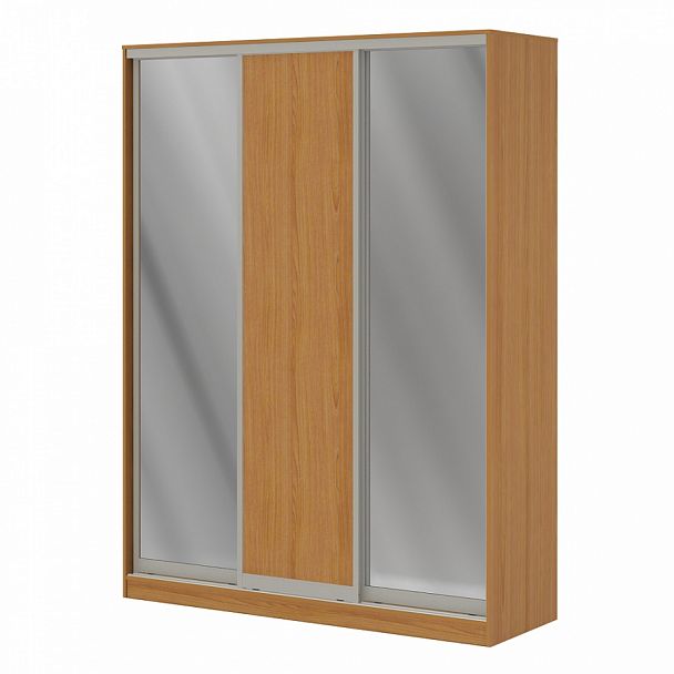 Шкаф купе 1,8 м с двумя зеркальными и одной ЛДСП дверями "Система-M" ПК-ШК-КМШ240х180Д1/СЗ2-В1-24 ольха - Вид 1