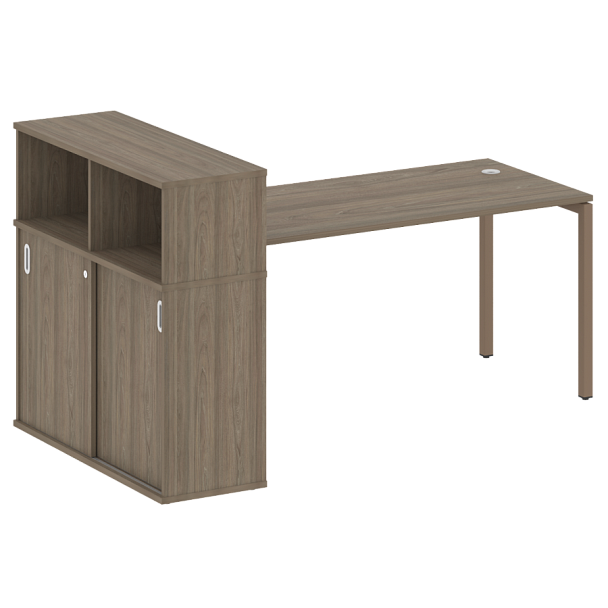 Metal System Quattro Стол письменный с шкафом-купе на П-образном м/к 40БП.РС-СШК-3.4 Т Вяз/Мокко металл 2010*1120*1098 - Вид 1