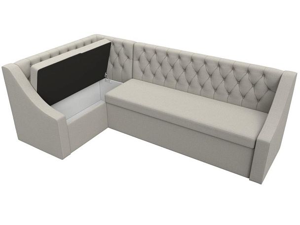 Диван кухонный угловой Мерлин левый угол Рогожка бежевый - Вид 7