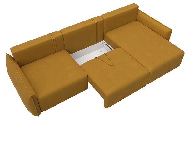 Диван угловой Лига-051 НПБ Лонг угол универсальный Велюр желтый - Вид 7