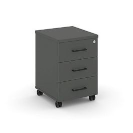 Стайл Проджект Тумба мобильная 3 ящ. Стандартные колеса SN.TM-002 Антрацит/Черный Ручки 416*460*611 - Фото предпросмотра