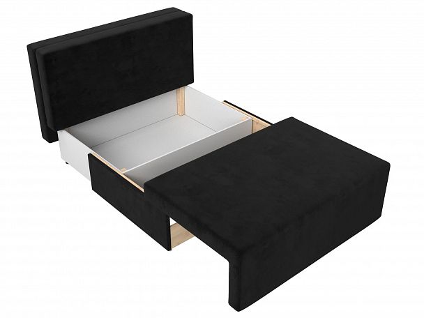 Диван прямой Лагуна (полностью велюр черный, кант велюр бежевый) - Вид 7