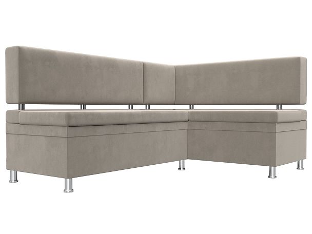 Кухонный уголок Стайл правый (полностью микровельвет бежевый) - Вид 3