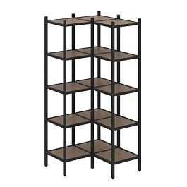 Loft Угловой внутренний стеллаж наборный VR.L-32 Дуб аризона/Чёрный металл 862*862*1869 - Фото предпросмотра