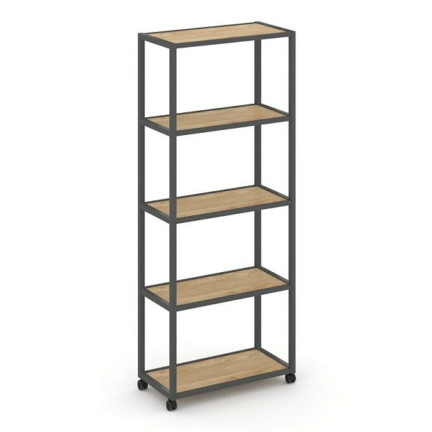 Shelf Mobile Стеллаж 5 уровней 1 секция VR.LT-STK-501.12 Тиквуд Светлый/Металл Антрацит 1200*400*2000 - Вид 1
