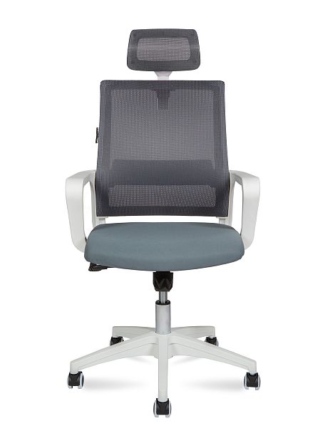 Кресло Бит / белый пластик / серая сетка / темно серая ткань - Вид 5