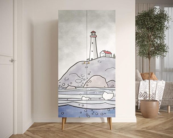 Шкаф малый двухстворчатый Berber принт 51 арт BB08/Print_51 - Вид 4