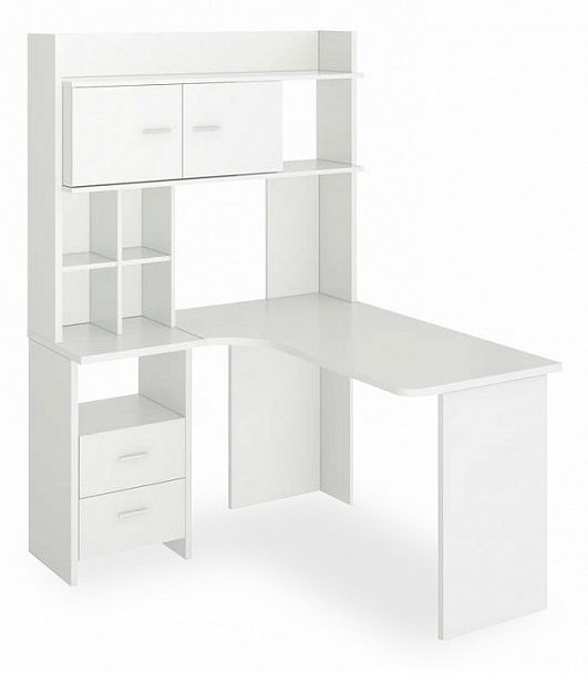 Стол компьютерный Нельсон Lite СКЛ-Угл130+НКЛХ-120 БЕ ЛЕВ Белый левый - Вид 1