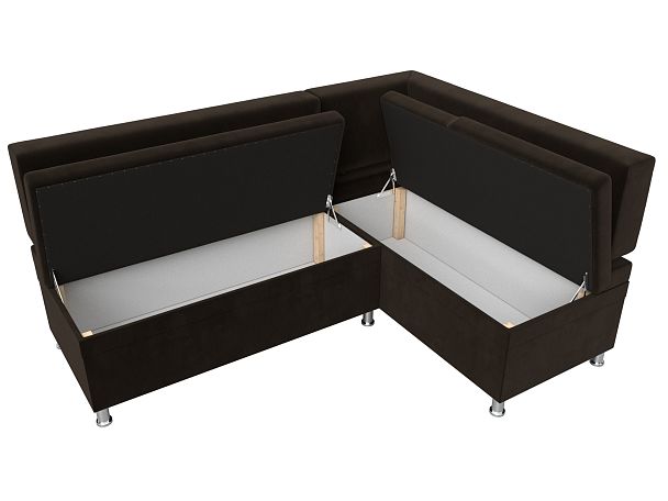 Кухонный уголок Стайл правый (полностью микровельвет коричневый) - Вид 7