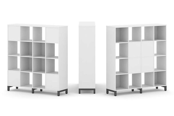 Стайл Проджект Набор стеллажа 2-х сторон., 4 яр. SN.NSD-441 Белый/Металл Антрацит 1488*400*1615 - Вид 1